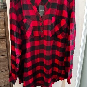 Torrid Red and Black Plaid Shirt